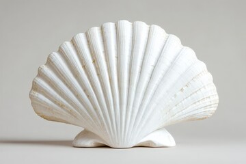 A close up photograph displaying the beautiful white seashell