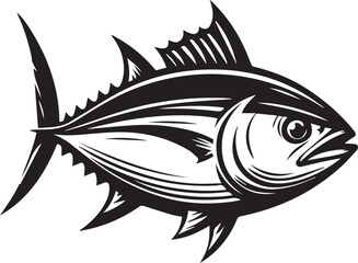 High-Quality Black and White Tuna Fish Vector Illustration – Perfect for Tuna Fish Day