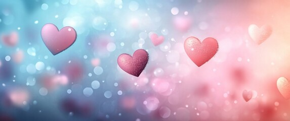A dreamy pastel background featuring floating hearts, ideal for Valentine's Day promotions, romantic designs, and love-themed events.