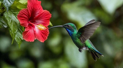 Hummingbird and Hibiscus: A Moment of Nature's Beauty
