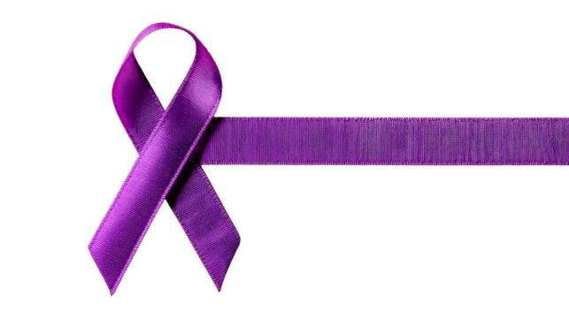 Purple ribbon to support diseases and cancers awareness, cut out transparent - Powered by Adobe