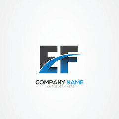 EF or FE Letter Logo Design with a Creative Cut Creative logo design