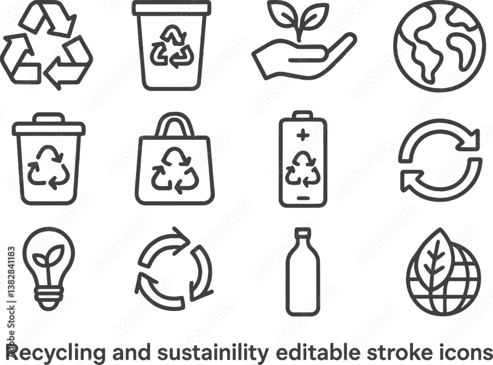 Poster vector illustration of recycling and sustainability icons representing eco-friendly practices and in
