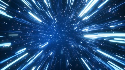 Abstract Animated Star Wars Themed Background with Lightspeed Effect and Blue Light Streaks