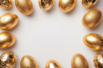 Golden easter eggs frame. Perfect for banners, greeting cards, invitations, and festive easter-themed layouts