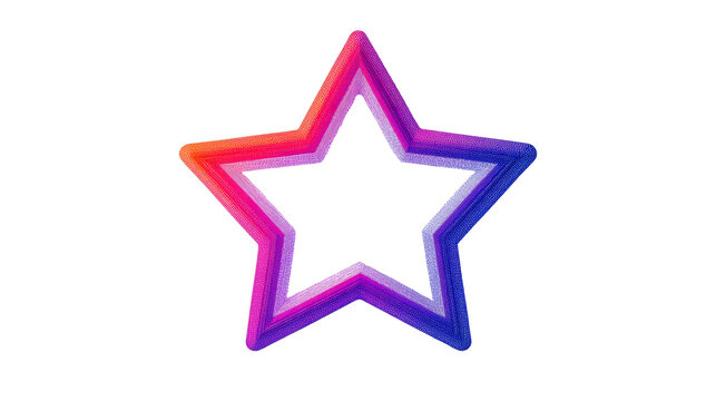 Star with colorful gradient lines, cut out transparent