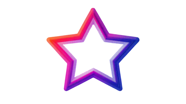 Star with colorful gradient lines, cut out transparent