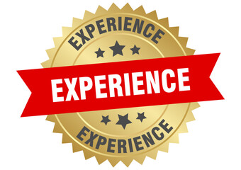 experience. experience round red and gold label isolated on transparent background