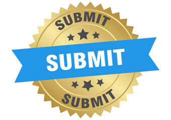 submit. submit round blue and gold label isolated on transparent background