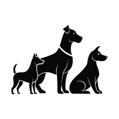 Black vector illustration of a dog silhouette.