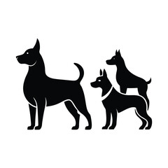 Black vector illustration of a dog silhouette.