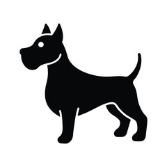 Black vector illustration of a dog silhouette.
