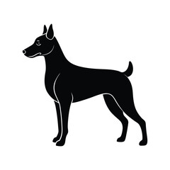 Black vector illustration of a dog silhouette.