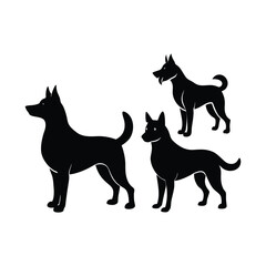 Black vector illustration of a dog silhouette.