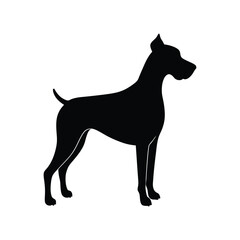 Black vector illustration of a dog silhouette.