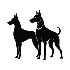 Black vector illustration of a dog silhouette.