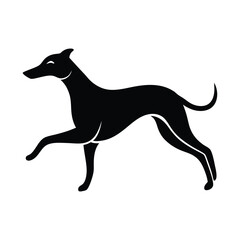Black vector illustration of a dog silhouette.