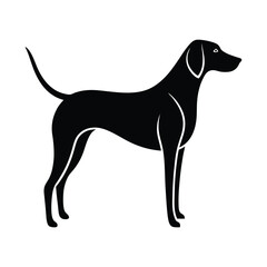 Black vector illustration of a dog silhouette.