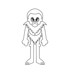 Cartoon character design of old forest man outline