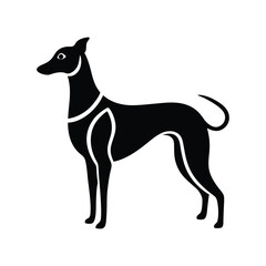 Black vector illustration of a dog silhouette.