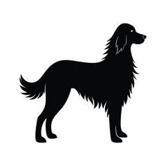 Black vector illustration of a dog silhouette.