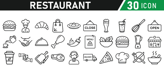Naklejka premium Restaurant related icons set. Vector icon collection