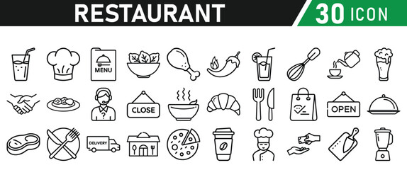Restaurant related icons set. Vector icon collection