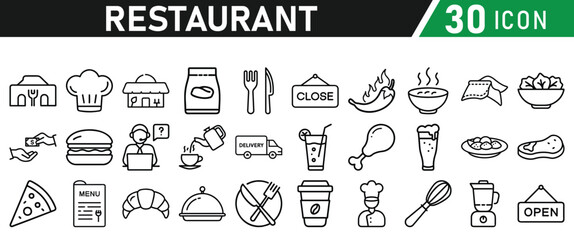 Restaurant related icons set. Vector icon collection