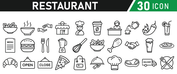 Restaurant related icons set. Vector icon collection
