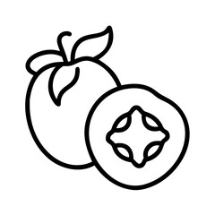 cloudberry fruit vector icon, simple black outline line icon of cloudberry fruit, fruit vector line art icon