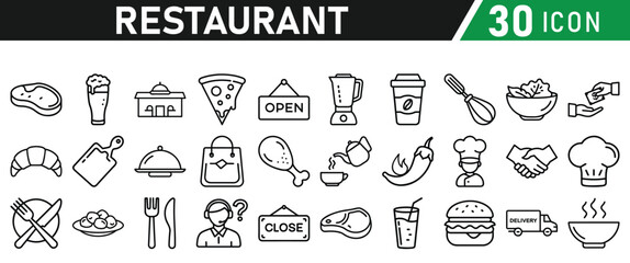 Restaurant related icons set. Vector icon collection