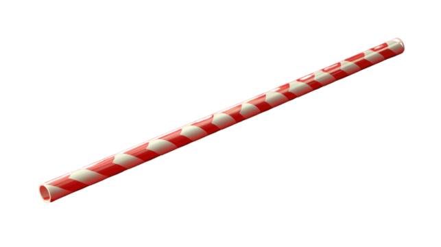 Stripped Drinking Straw: A single, diagonal striped straw, ready to enhance any beverage. Focus on the simple lines and forms. 
