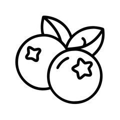 blueberry vector icon, simple black outline line icon of blueberry, fruit vector line art icon
