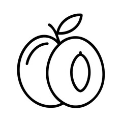 apricot fruit vector icon, simple black outline line icon of apricot fruit, fruit vector line art icon
