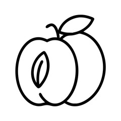 apricot fruit vector icon, simple black outline line icon of apricot fruit, fruit vector line art icon
