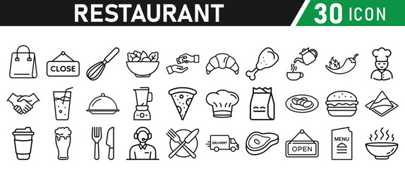 Restaurant related icons set. Vector icon collection