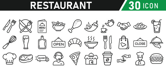 Restaurant related icons set. Vector icon collection
