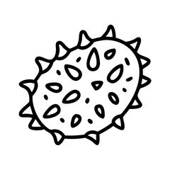 kiwano horned melon vector icon, simple black outline line icon of kiwano horned melon, fruit vector line art icon