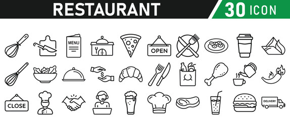 Restaurant related icons set. Vector icon collection