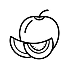 honeydew melon vector icon, simple black outline line icon of honeydew melon, fruit vector line art icon