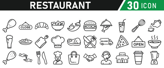Restaurant related icons set. Vector icon collection