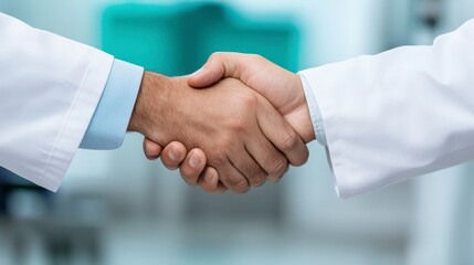 Doctor and patient shaking hands in hospital setting promoting trust and collaboration