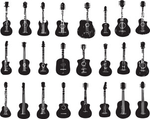 "Elegant Guitarist Silhouettes" or "Musical Princesses with Guitars