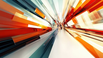 Dynamic Abstract Composition with Angular Geometric Forms, Vivid Colors and Perspective Rendering for Modern Design Projects