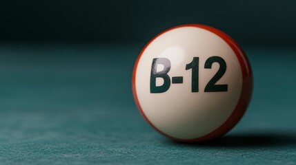 Close-Up of Bingo Ball Showing Number B-12 on a Dark Background