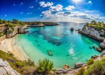 Obraz premium Panoramic View of Porto Badisco Beach, Salento, Puglia, Italy