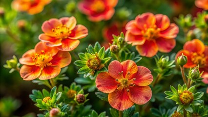 Panoramic View of Potentilla arenaria, Wildflower in Bloom, Rosaceae Family, Blooming Sand Cinquefoil