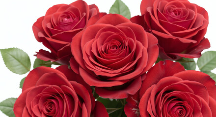 Obraz premium Red roses bouquet arranged beautifully on a white background 