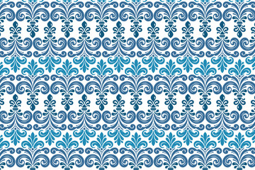 artistic seamless blue ornamental pattern with delicate floral elements for stylish wrapping and decorative fabrics

