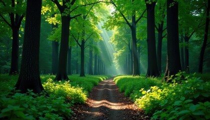 Fototapeta premium A quiet forest with no visible trees or undergrowth, silence, solitude, stillness